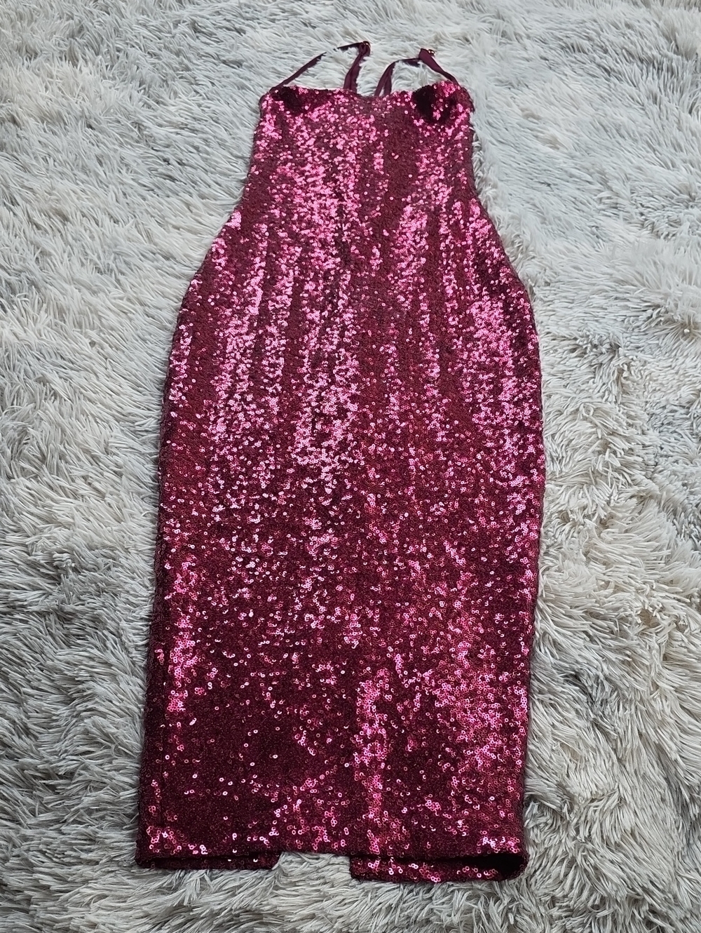 Nookie Burgundy Sequin Halter Midi Dress